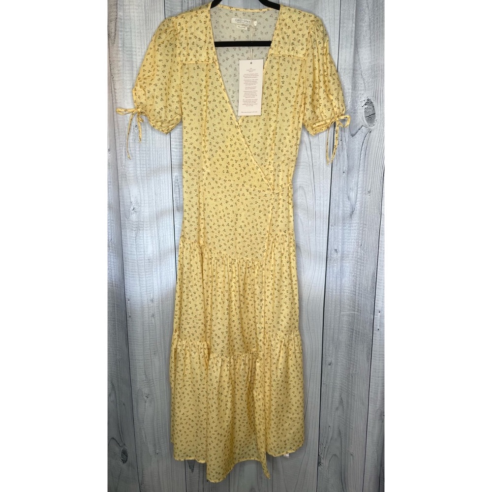 Christy Dawn The Augusta Dress Wrap Style Golden Pollinator Cotton Silk Sz S - Picture 3 of 10